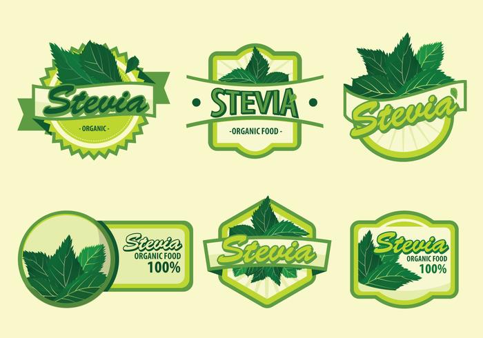 Fresh Green Stevia Label Vector Illustration