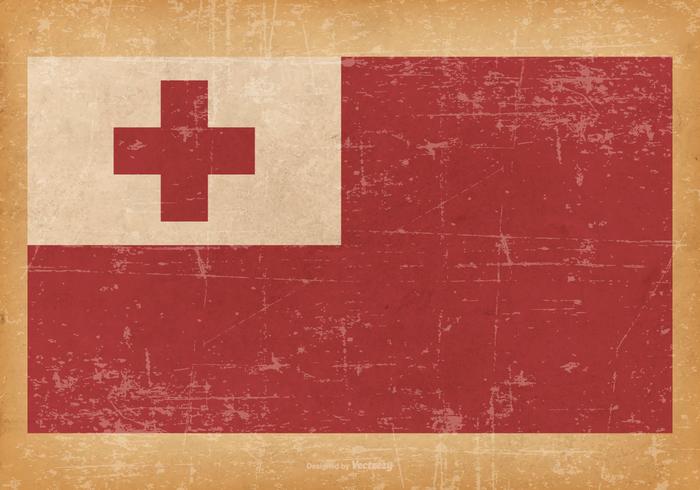 Old Grunge Flag of Tonga vector