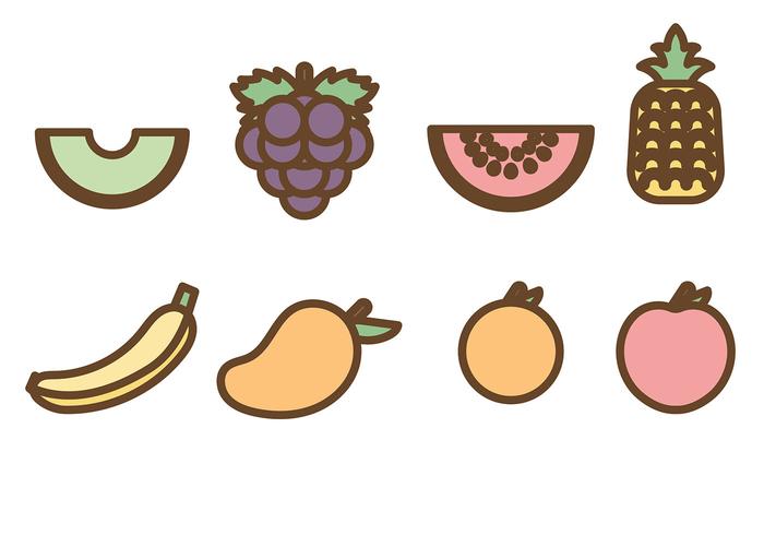 Iconos de fruta plana Vector