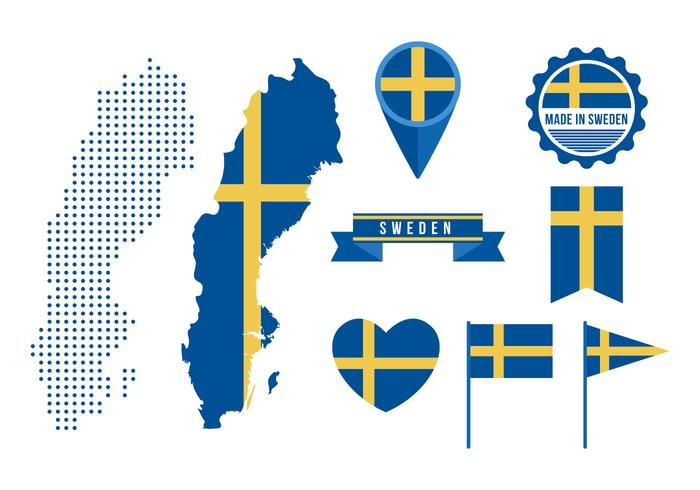 Mapa de Suecia y elementos gráficos gratuitos vector