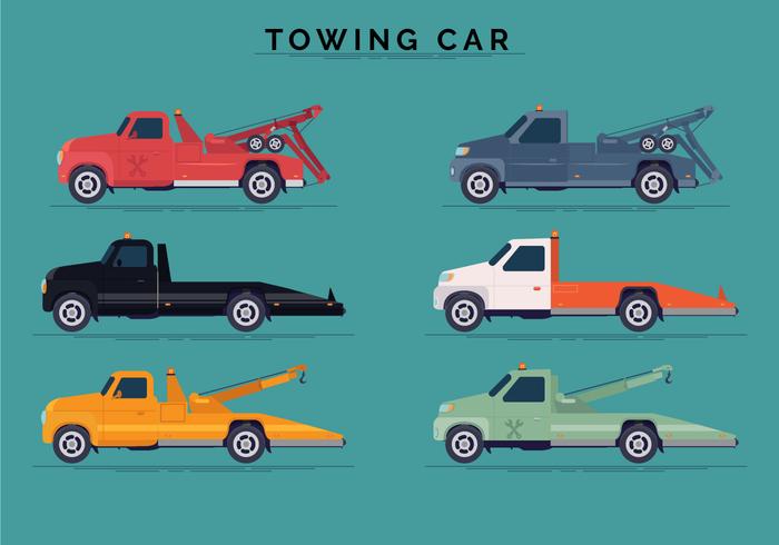 Side View Towing Car Vector Collections