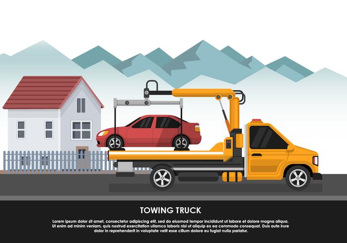 Camión de remolque de transporte Ilustración vectorial de coches de emergencia vector