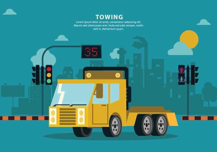 Towing City Mechanic Service Vector Background Illustration