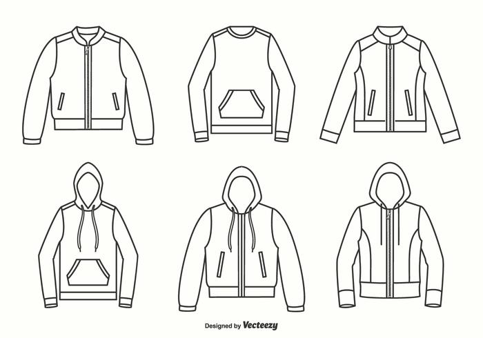Jackets, Hoodies And Sweater Outline Vector Design
