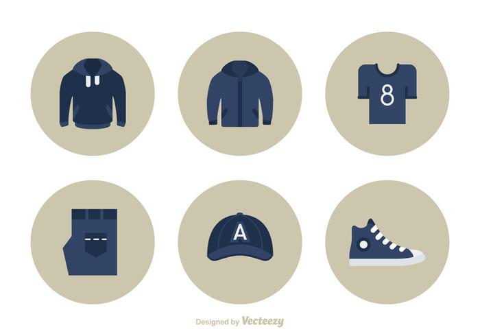 Casual Clothes Flat Vector Icon Set