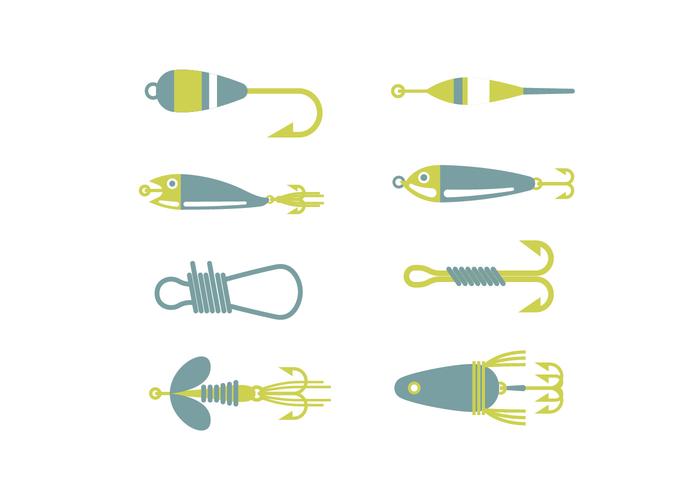 Fishing equipment vector icons Fishing equipment vector icons