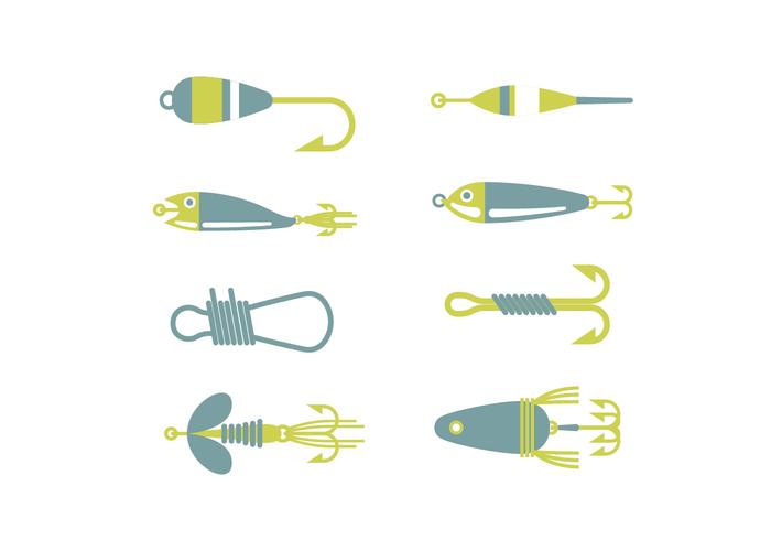 Equipo de pesca vector iconos