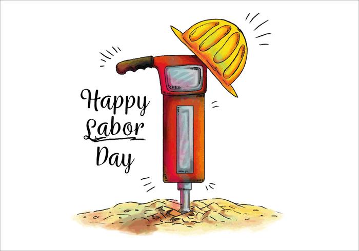 Watercolor Demolition Hammer for Labor Day Vector 