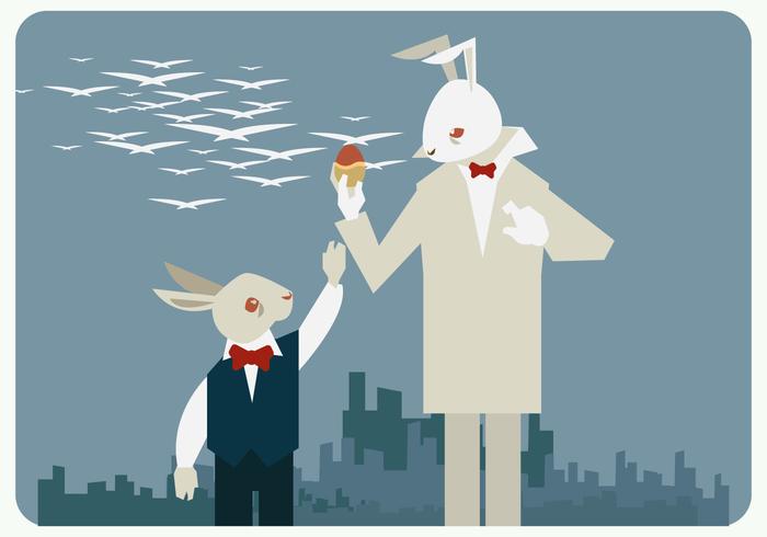 Easter Bunnies With Hipster Style Vector