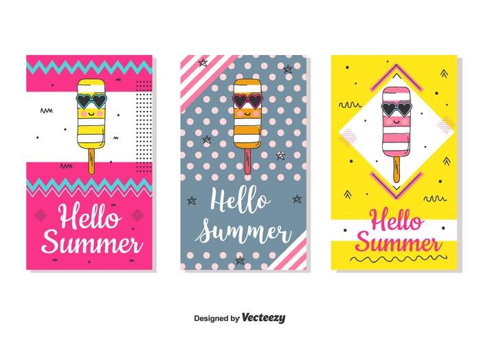 Hello Summer Card Set vector