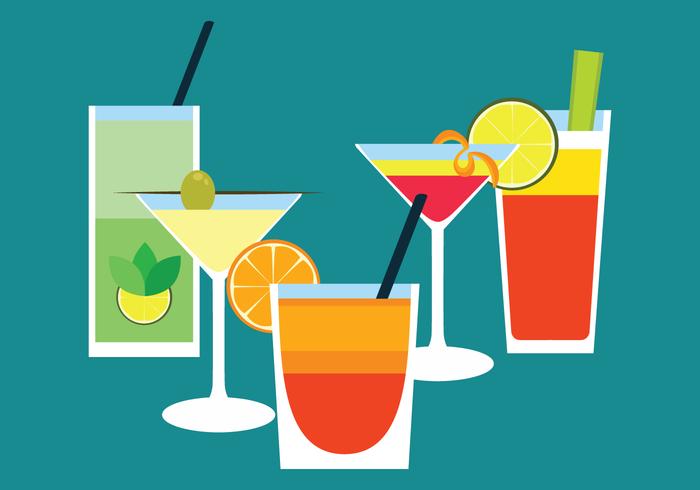 Cocktail Drinks Flat Vector