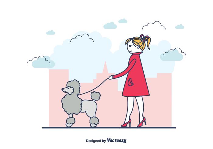 Girl And A Poodle Vector Girl And A Poodle Vector