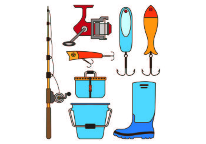 Set Equipment Icon Of Fishing Tackle vector