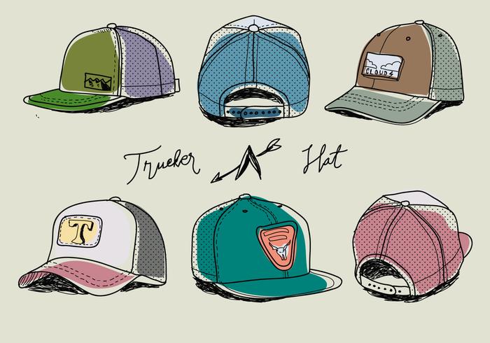 Hand Drawn Colorful Trucker Hat Vector Illustration