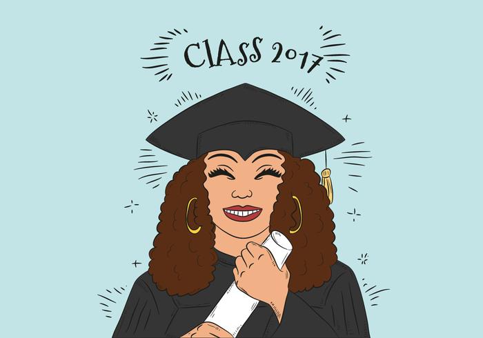 Hand Drawn Graduate Mujer Personaje Vector