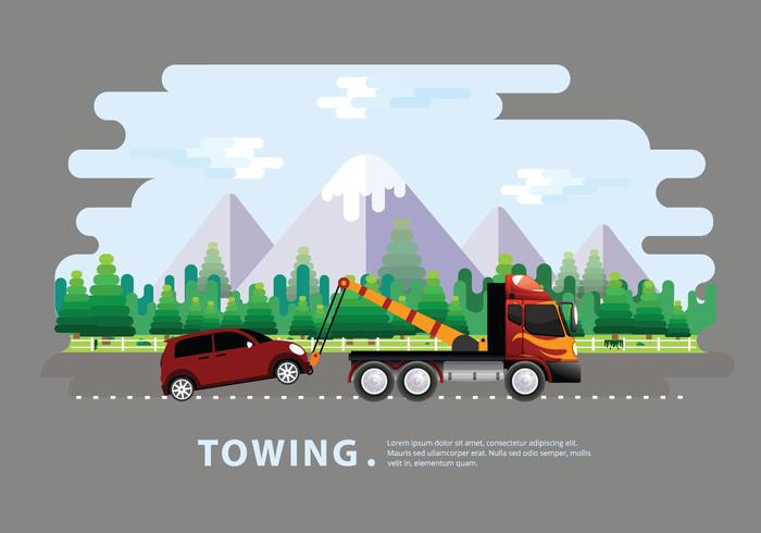 Towing Truck Service Vector Flat Illustration