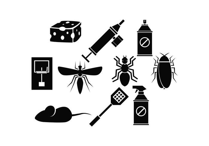 Exterminador Silueta Icon Set Vector