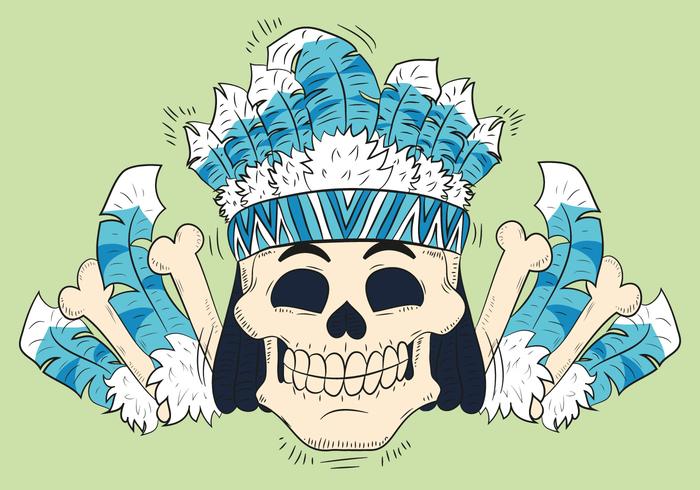 Cráneo lindo con estilo tribal del sombrero de vector