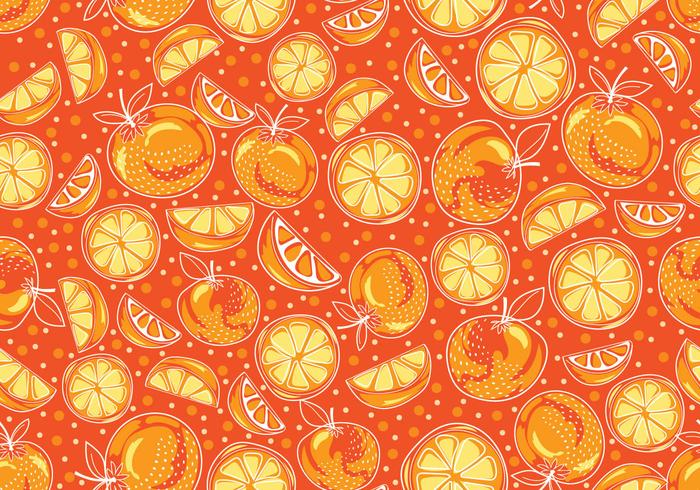 Seamless hand drawn yellow clementine vector pattern