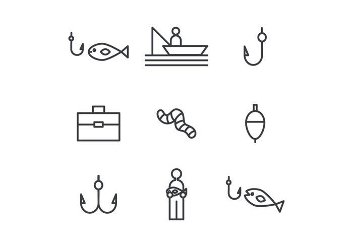 Fishing Outlined Icons vector