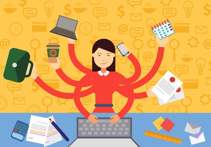 Woman In Multitasking Situation vector