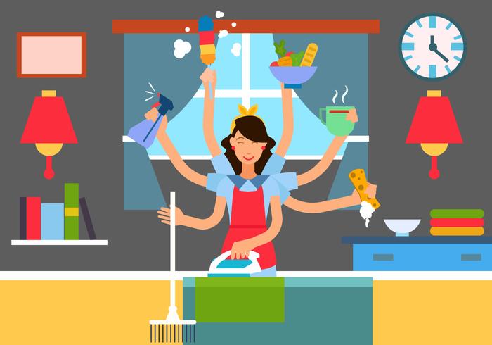 Woman In Multitasking Situation Woman In Multitasking Situation