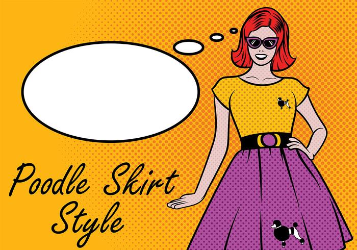 50s Girl with Poodle Skirt Vector