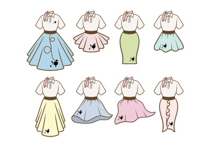 Poodle Skirt Outfit Vectors