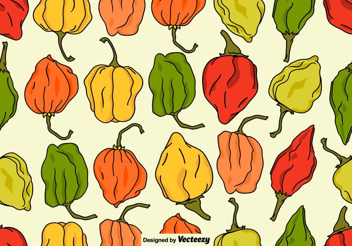 Vector Seamless Habanero Peppers Pattern Vector Seamless Habanero Peppers Pattern