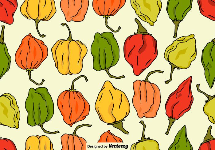 Vector Seamless Habanero Peppers Pattern