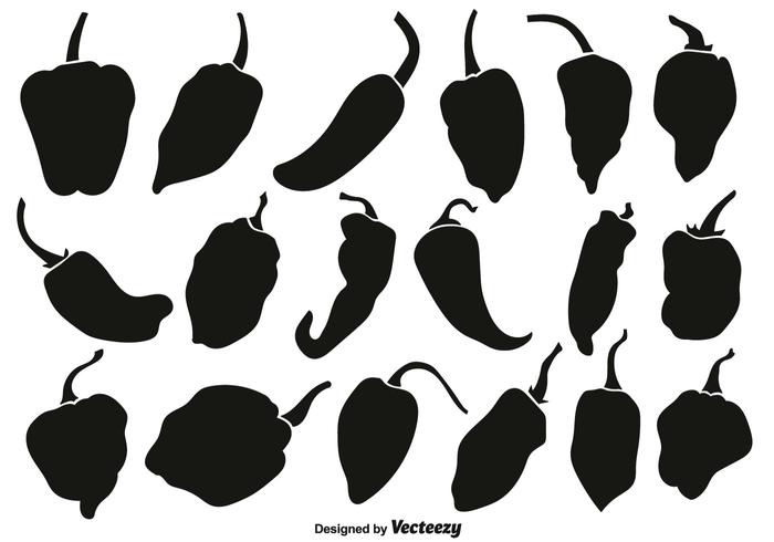 Vector Set De Habanero Pimientos Iconos