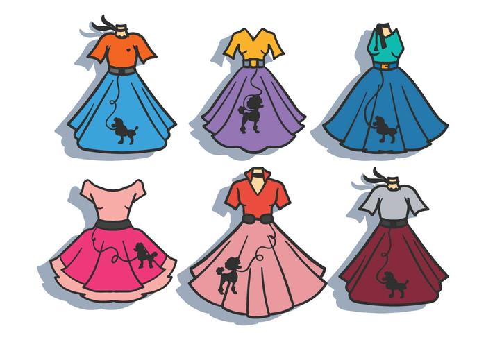 Poodle skirt vector set