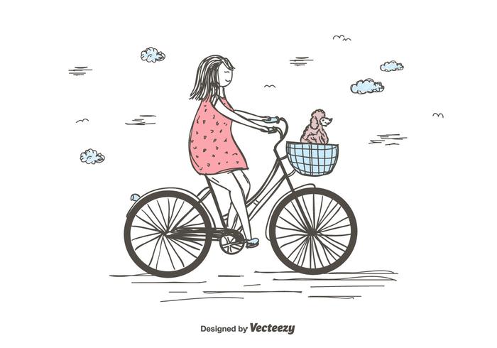 Girl Riding Bike Vector