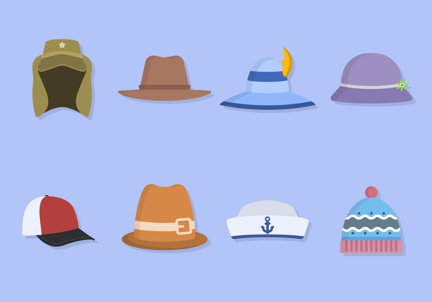 Flat Hat Collections 149361 Vector Art at Vecteezy