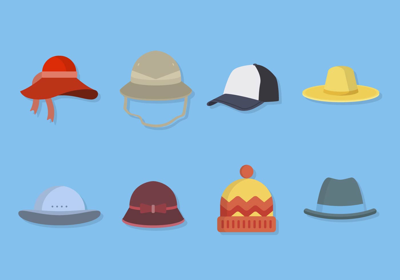 Flat Hat Collections 149362 Vector Art at Vecteezy