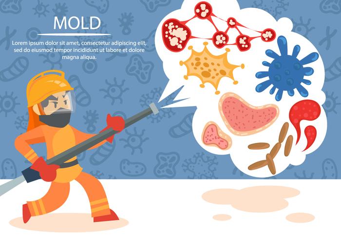 Cleaning Molds and Bacterias Vector Background 