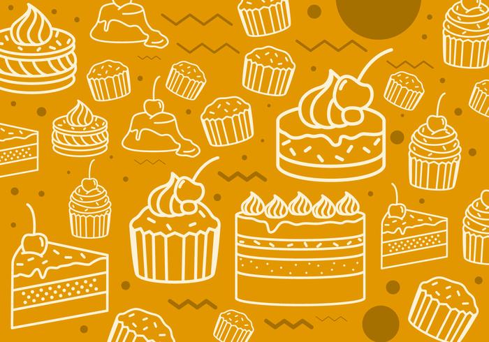 Cakes Line Icon Pattern vector