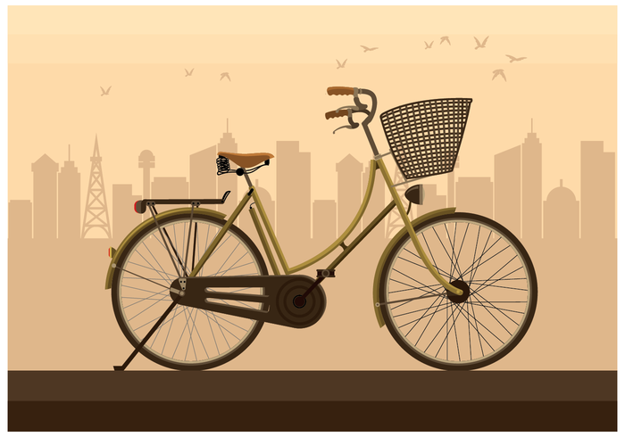 Old Bicycle in the City Vector