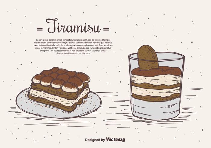 Hand Drawn Tiramisu Vector Background 