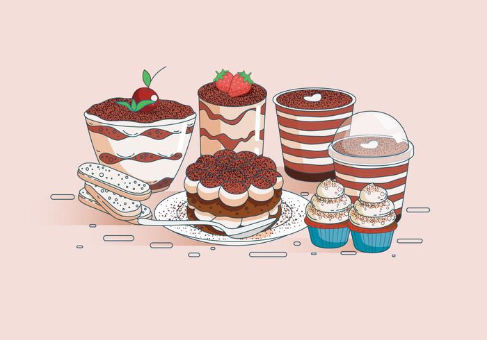 Chocolate Tiramisu Vector Desserts 