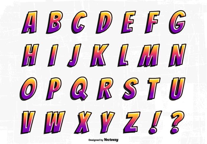 Graffiti de dibujos animados alfabeto conjunto de vectores