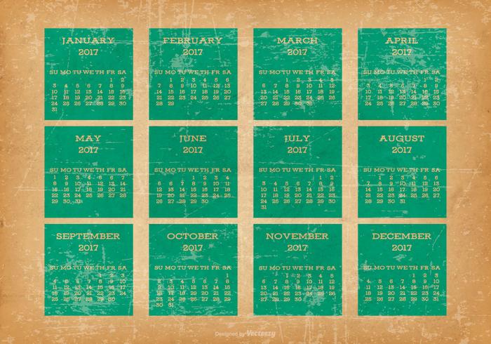 Old Grunge Style 2017 Desktop Calendar vector