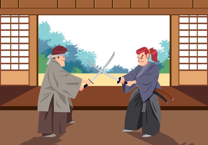 Samurai Dojo Vector Escena