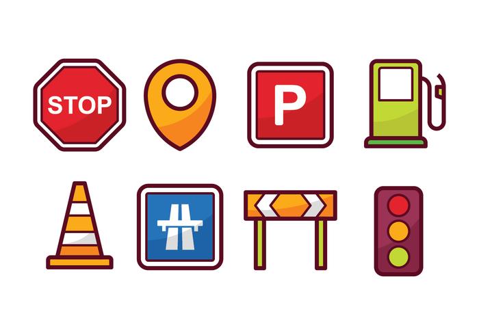 Traffic and Navigation Icon Set vector