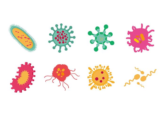 Libre de bacterias y los iconos de virus Vector