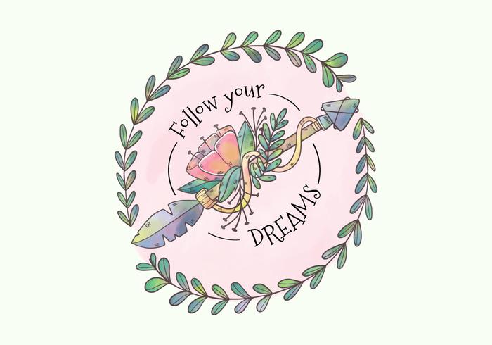 Cute Tribal Boho Arrows With Flowers And Leaves With Motivational Quote vector