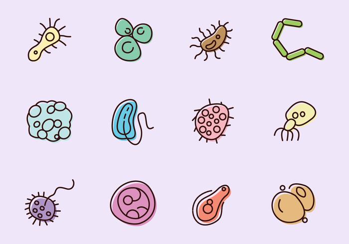 Iconos de bacterias vector