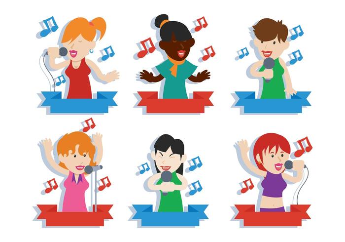 People singing vector illustration set