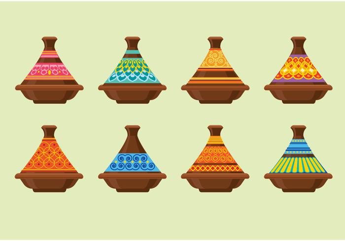 Tajines de arcilla en el Souk en Chefchaouen, Marruecos vector