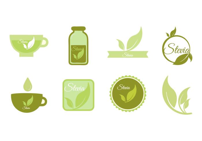 Libre Stevia iconos y insignia Vector